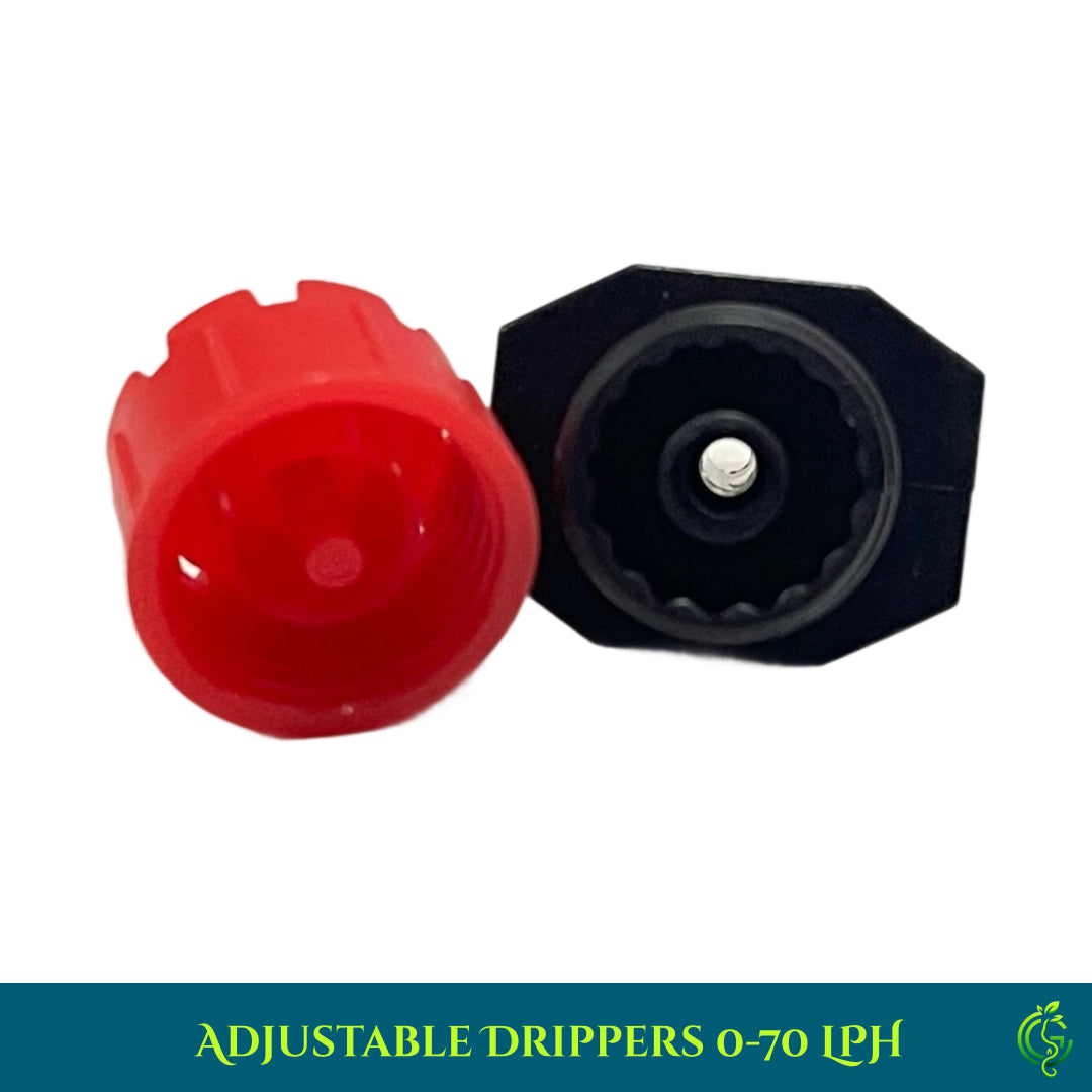 Adjustable Drippers 0-70 LPH – High Precision Watering for Efficient Irrigation (Imp)