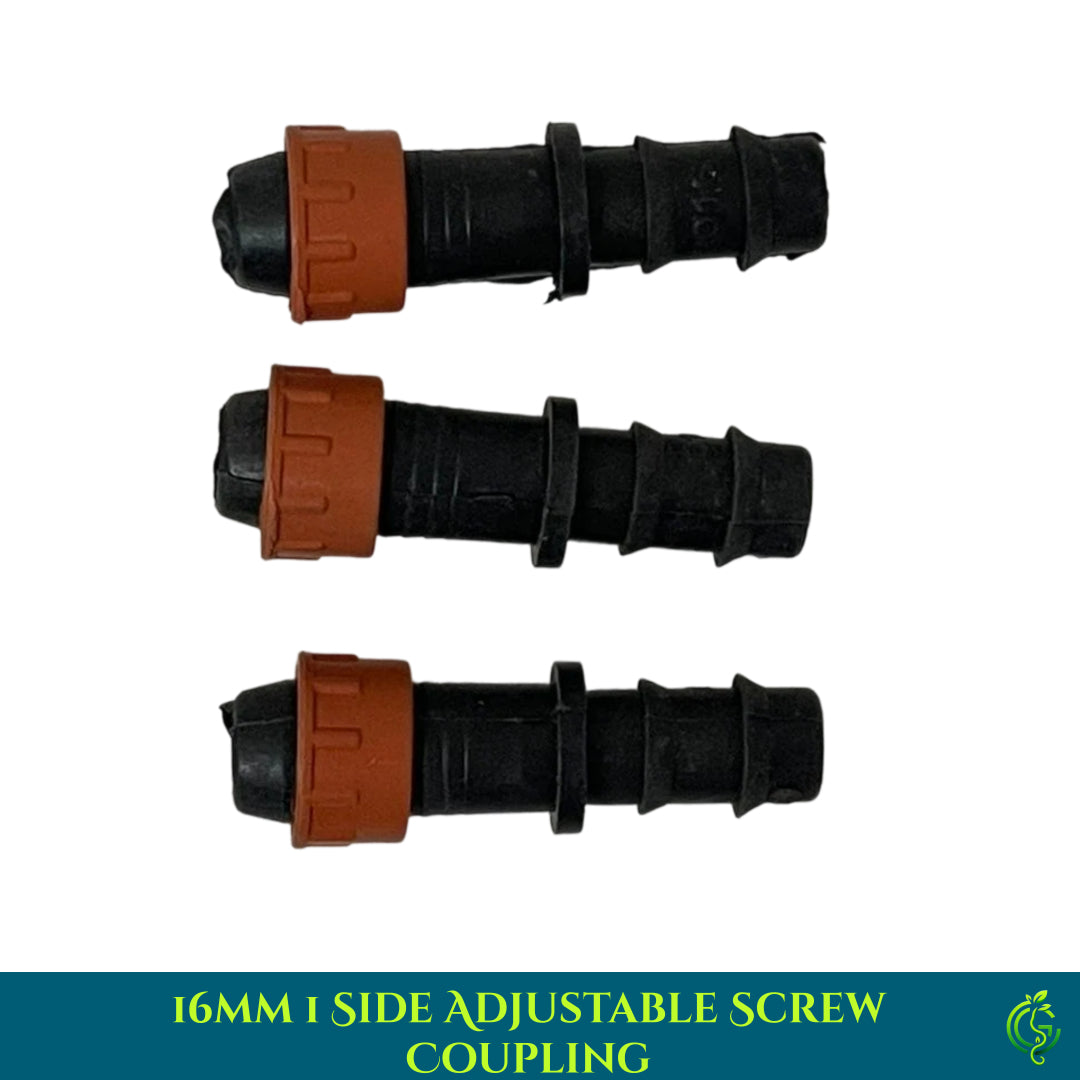 Drip Irrigation System 16mm 1 Side Adjustable Screw Coupling (Pack of 3)