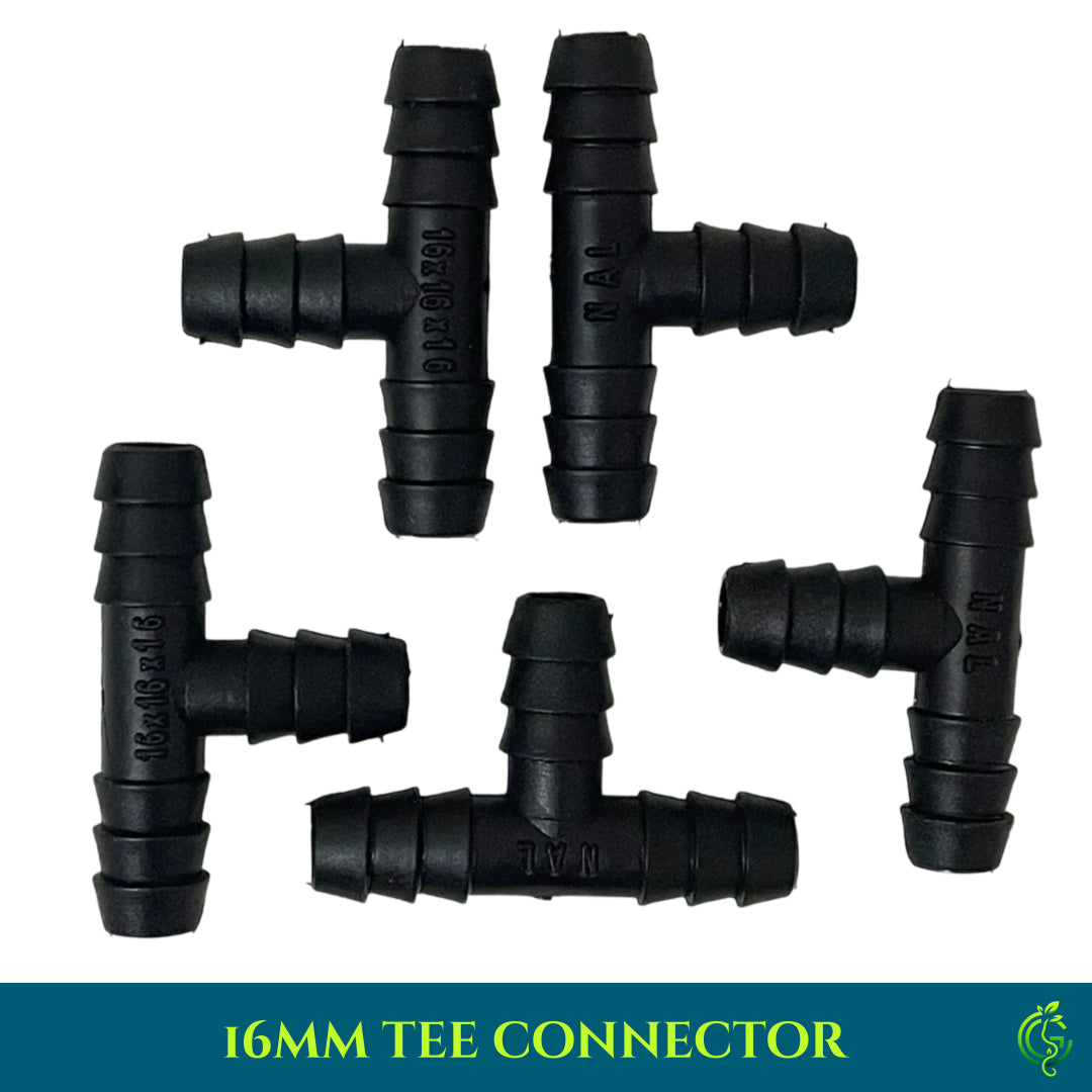 Drip Irrigation System Tee Connector 16mm (Pack of 5)