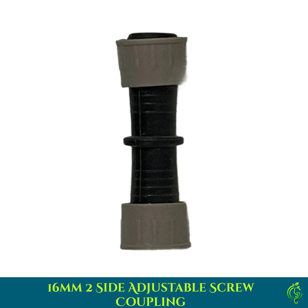 Drip Irrigation System 16mm 2 Side Adjustable Screw Coupling (Pack of 3)