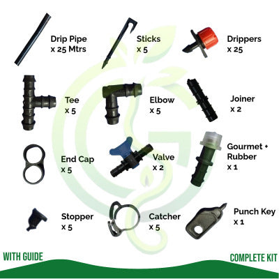 Drip Irrigation Kit 16mm Complete Drip Irrigation System for 25 Pots