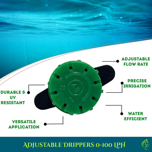 High-Precision Adjustable Drippers 0-100 LPH (Pack of 5)