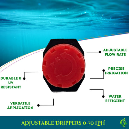 Adjustable Drippers 0-70 LPH – High Precision Watering for Efficient Irrigation High Quality