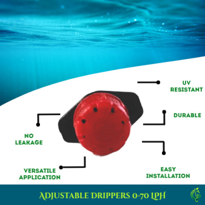Adjustable Drippers 0-70 LPH – Precision Watering for Efficient Irrigation
