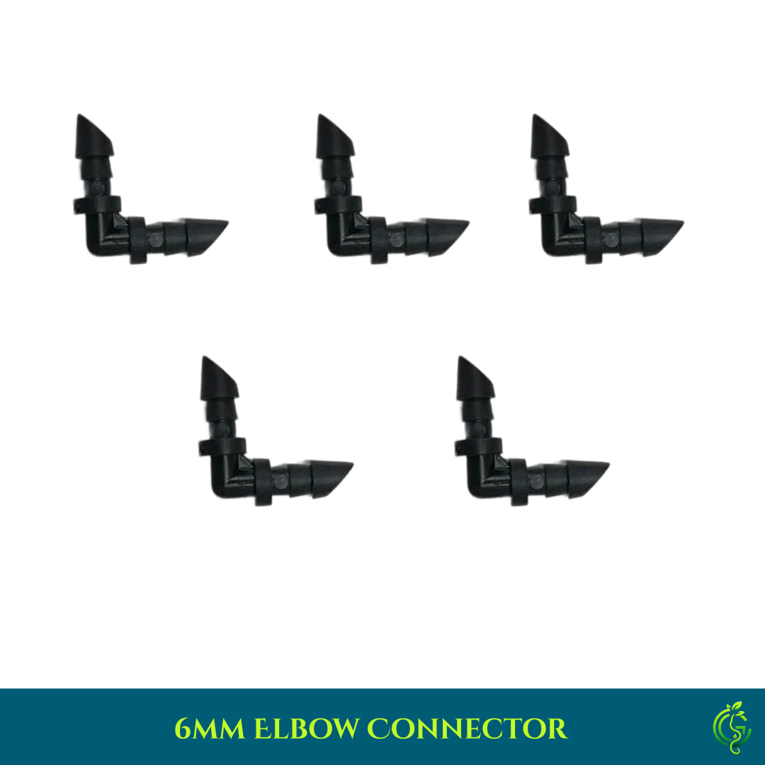 6mm Elbow Connector – Right Angle Drip Irrigation Joiner (Pack of 5)