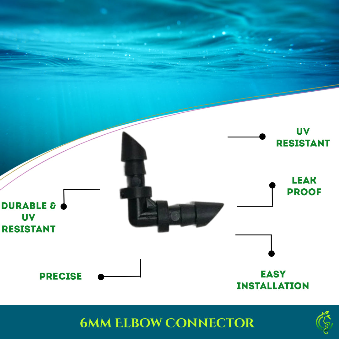 6mm Elbow Connector – Right Angle Drip Irrigation Joiner (Pack of 5)