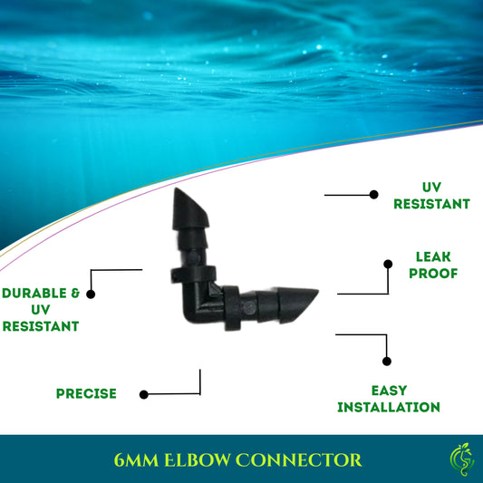 6mm Elbow Connector – Right Angle Drip Irrigation Joiner (Pack of 5)
