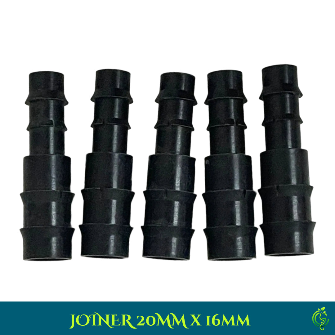 Drip Irrigation System Joiner 20mm x 16mm 5 Pcs