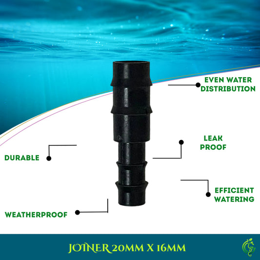 Drip Irrigation System Joiner 20mm x 16mm (Pack of 3)