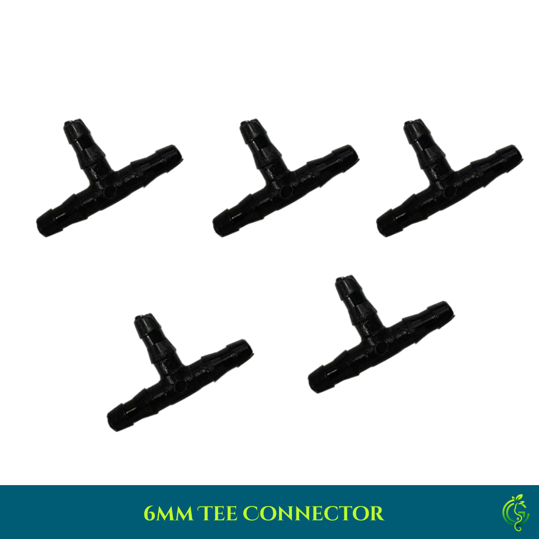 6mm Tee Connector – Three-Way Splitter for Drip Lines (Pack of 5)