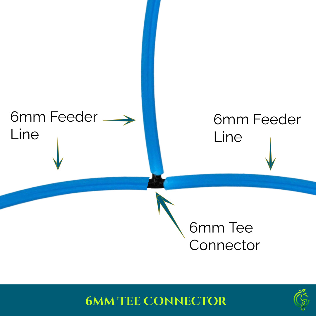 6mm Tee Connector – Three-Way Splitter for Drip Lines (Pack of 5)