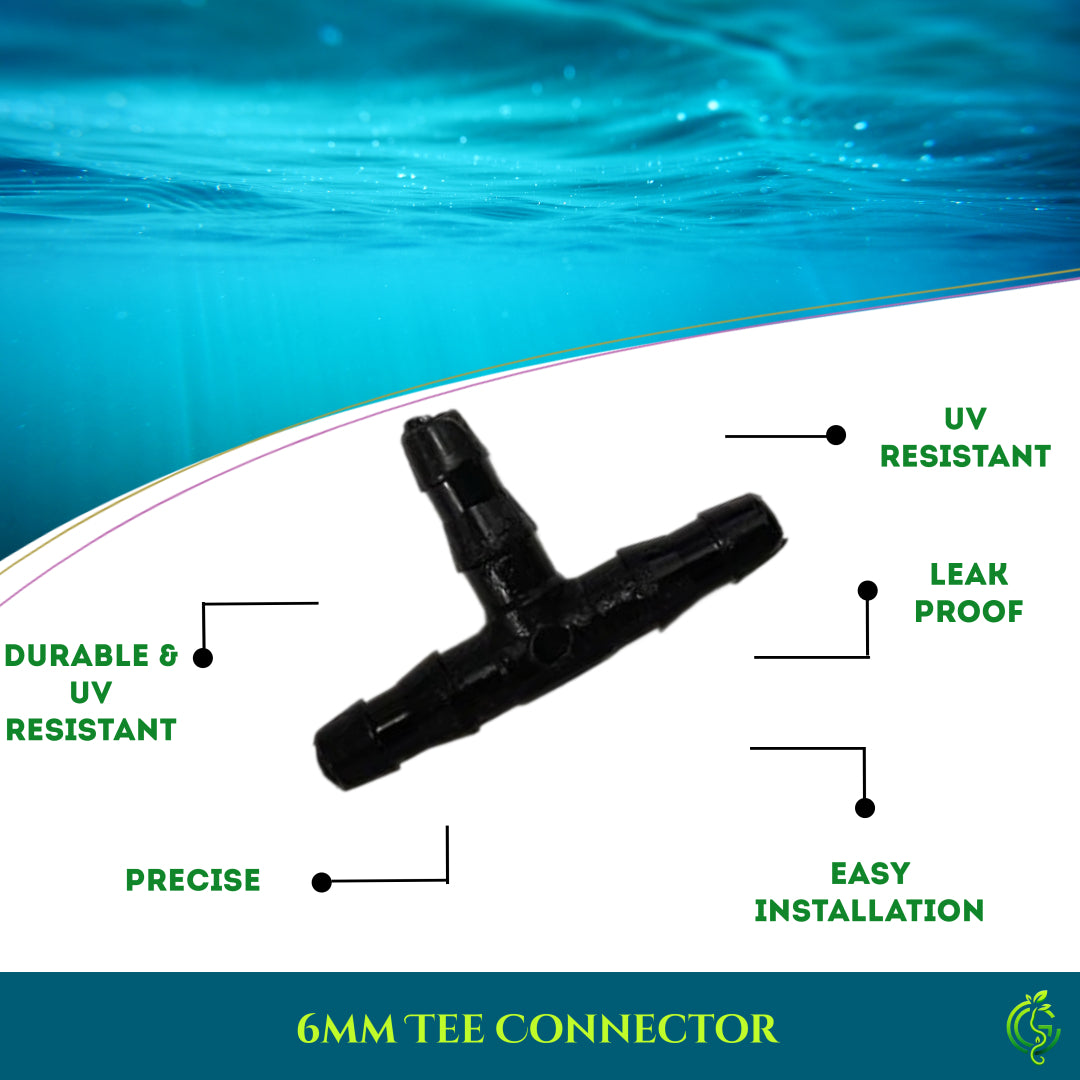 6mm Tee Connector – Three-Way Splitter for Drip Lines (Pack of 5)