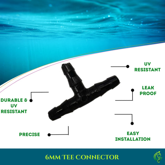 6mm Tee Connector – Three-Way Splitter for Drip Lines (Pack of 5)