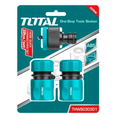 Total 3-Piece Hose Connector Set – Male & Female Connectors with Anti-Reverse Stopper