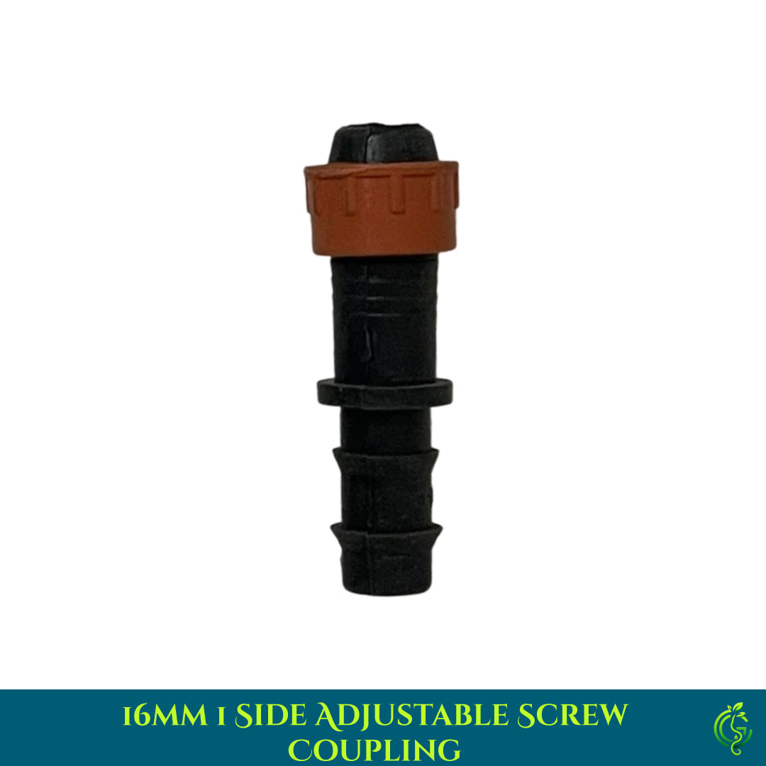 Drip Irrigation System 16mm 1 Side Adjustable Screw Coupling (Pack of 3)